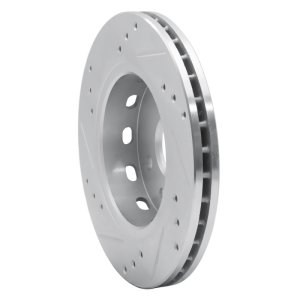 Kia Spectra Brake Rotor (1) - Front Right - R1 Concepts - Drilled & Slotted - Silver - `01-`03
